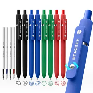 STAGEEK GX3 12-Piece Set Colorful Gel Pens (8 Colored Pens + 4 Refills), 0.7mm Quick Dry Retractable Fidget Pens, Smooth Writing Fine Point Multi Color Aesthetic Pens for Journaling School Office Supplies Gifts