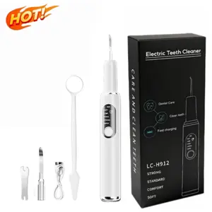 Adjustable Electric Oral Calculus Remover, 5 Modes 4 Heads Teeth Cleansing Kit, USB-C Rechargeable, UV Light, LED, IPX6 Waterproof, 90-Day Battery for Daily Home & Travel Use