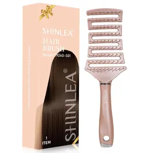 SHINLEA Curved Detangling Brush for Curly Hair | Vented Design, Anti-Tangle, Professional Hairbrush for Wet & Dry, Ideal for Textured 2a to 4c Hair