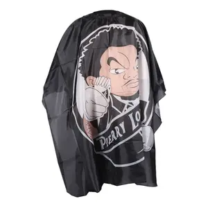 VOCOSTE Cartoon Pattern Hairdressing Cape for Barber Shop 62.99"x55.12" Black Gray 1 Pc