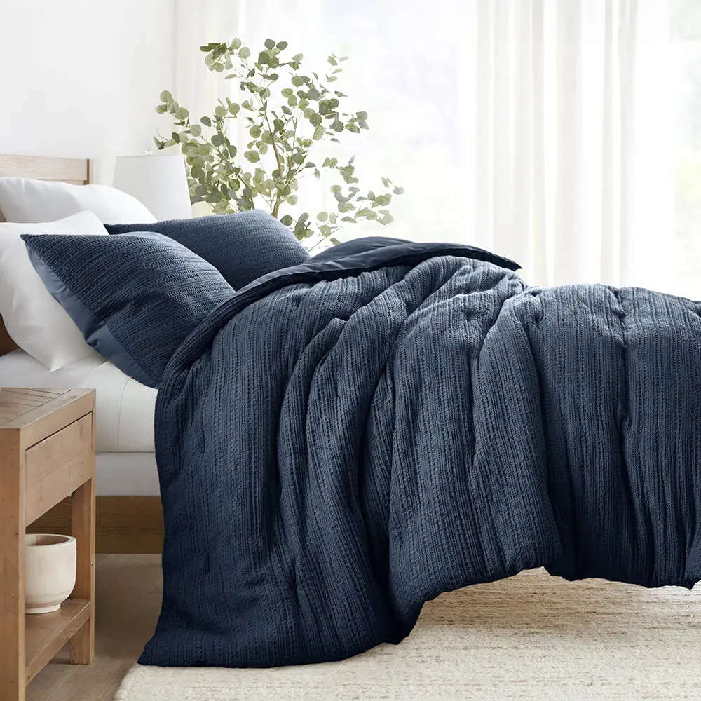 Waffle Textured Down-Alternative Comforter Set Waffle Textured Down-Alternative Comforter Set