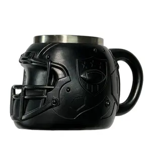 3D Football Helmet Mug - 15oz (450ml) 304 Stainless Steel Insulated Cup | Sunday Gameday Tailgate Beer Stein | Unique Sports Fan Gift