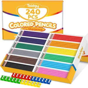 240 Packs Colored Pencils Bulk Classroom, Colored Pencils for Kids 12 Assorted Colors, Coloring Pencil Set Plus 24 Sharpeners, Pre-sharpened Color Pencils, Back to School Supplies Bulk for Teachers