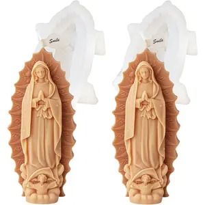 2PCS-Angel Virgin Mary Candle Soap Mold, 3D Prayer Virgin Mother Mary Silicone Mold for Scented Candle, Sculpture, Gypsum, Resin Art, Home Decor Handmade Gift