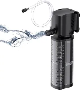 FREESEA Aquarium Fish Tank Filter: 5W 132GPH Internal Filter Pump 2-Stage Filtration for 10-35 Gallon Saltwater Betta Turtle Tanks Aquarium Bio Sponge Filter Trio Ultra Quiet Submersible Aquarium Filter submersible power Low-Level Quiet Submersible UV