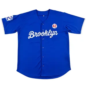 Men's #42 Brooklyn Baseball  Vintage style Embroidery large size blue SportShirt Rivalry game dayoutfit jackie robinson Outdoor sportswear Fans around Halloween Christmas gift S-3XL polyester high quality sports top