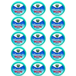 Vicks VapoRub 0.17oz/5ml Mini 15-Pack Pocket Travel-Size for Cold, Cough & Congestion Relief Menthol Eucalyptus Formula
