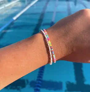 Tiny Seed Bead Bracelet, Waterproof, Stainless Steel Seed Bead Jewelry, Multi-Color Bracelet, Summer Anklet, Colorful Beaded Jewelry