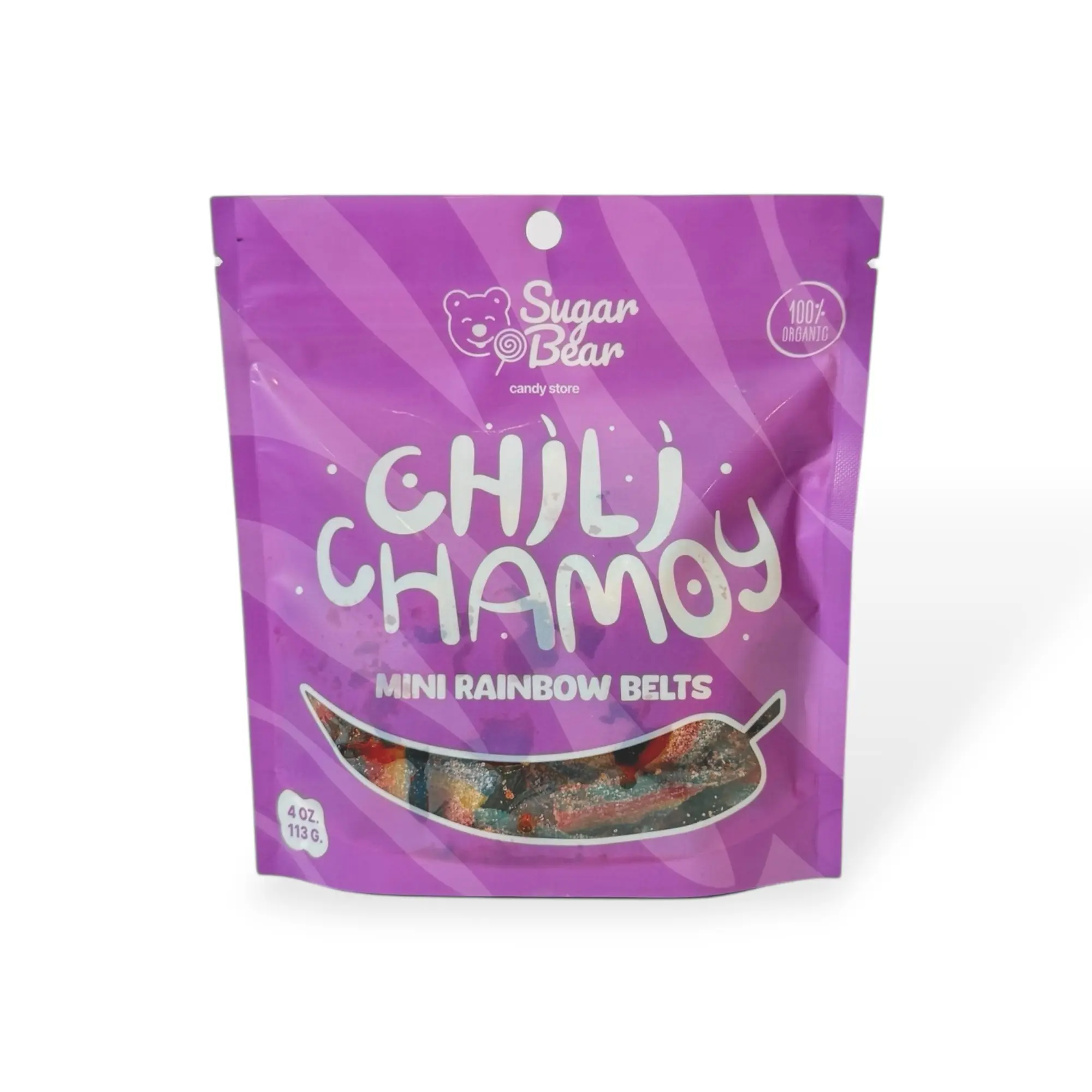 Chili Chamoy Mini Rainbow Sour Belts - Spicy Sour Candy  - 4oz Candy Bag Sugar Artificial