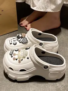 2026 Trendy Sweet Cool Girl Style Holey Shoes for Women, Eva Outdoor Thick Sole Heel Sandals, Comfortable Beach Footwear