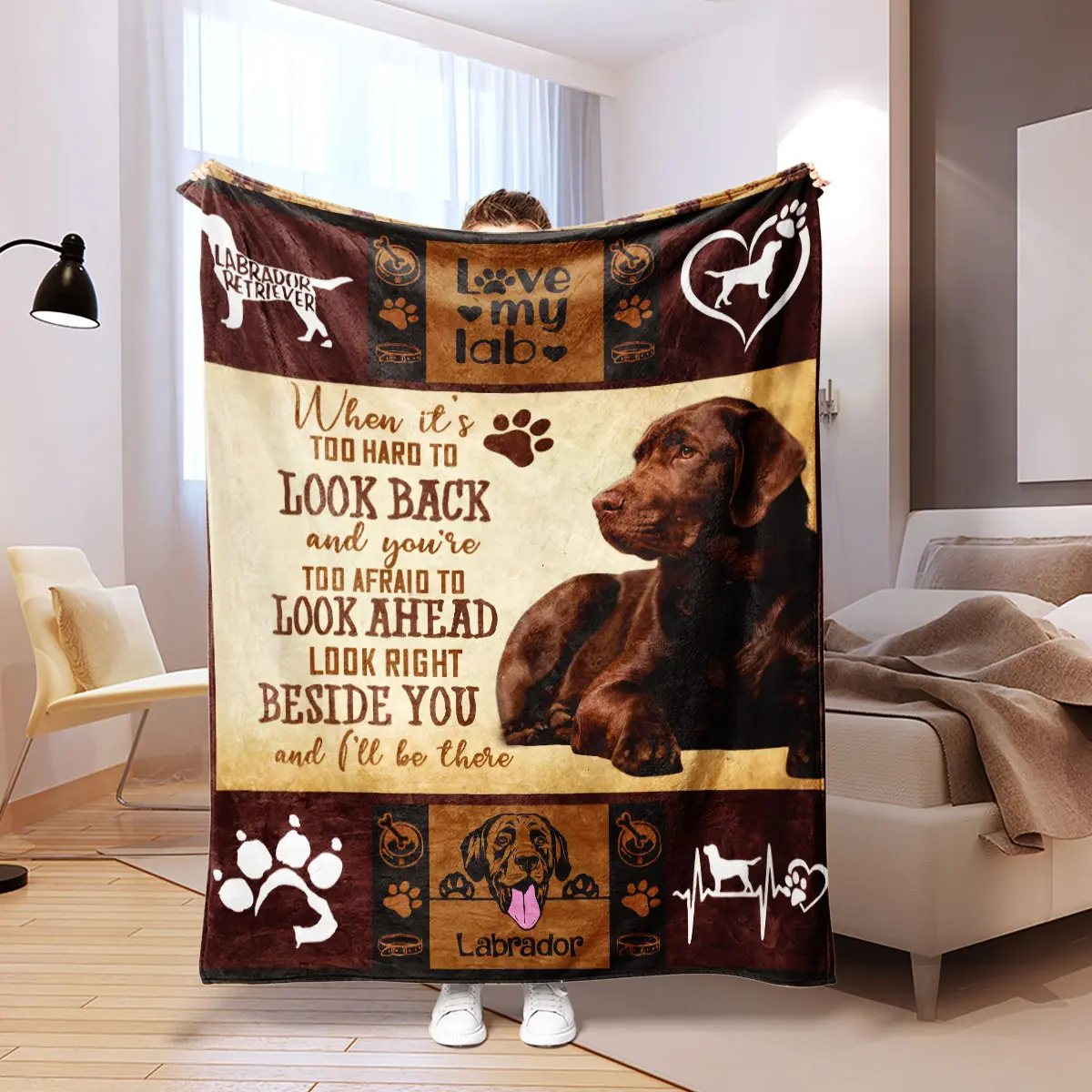 Labrador Theme Flannel Blanket, Portable Nap Blanket for All Seasons, Multi-Scene Warmth Throw, Cozy Home Accessory