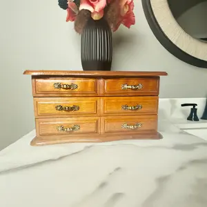For You Vintage Jewelry Box - Classic Wooden Storage with 2 Drawers for Jewelry, Dimensions 10"x6"