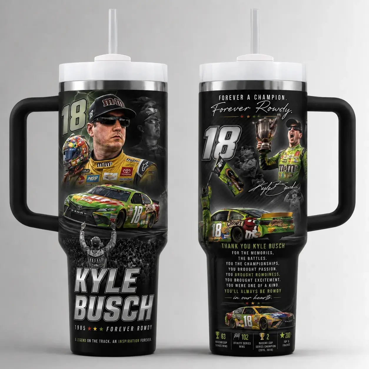 Kyle Busch Motorsport Memorial Tumbler 40oz With Handle / 20oz Skinny Tumbler, Racing Fan Insulated Cup Gift
