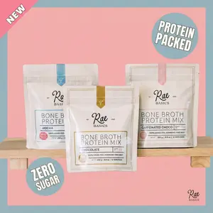 Rae Basics Bone Broth Protein Mix – Protein & Collagen Organic Supplement for Gut, Skin & Hair Healthcare, Chocolate, Mocha or Caffeinated Chocolate, For Women & Men, 252g, 12 Servings, | Sports Drink | Recovery Drink | TIKTOK EXCLUSIVE