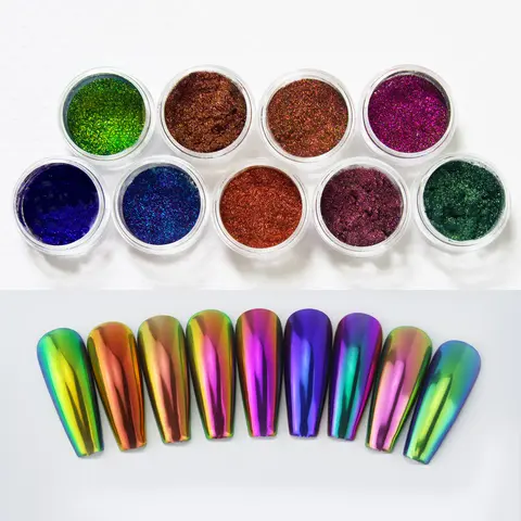 0.25g Chameleon Laser Shimmer Chrome Powder/ Ultra Fine Color Shift Pigment Powders for Nails/ Shiny Glossy Mirrored Halo Effect Nail Supply