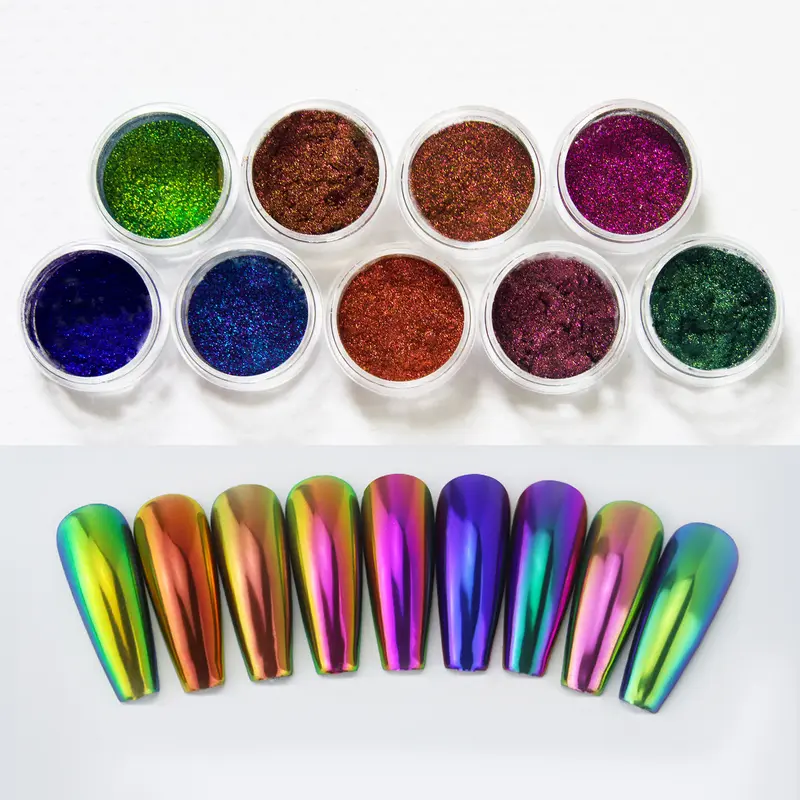 0.25g Chameleon Laser Shimmer Chrome Powder/ Ultra Fine Color Shift Pigment Powders for Nails/ Shiny Glossy Mirrored Halo Effect Nail Supply