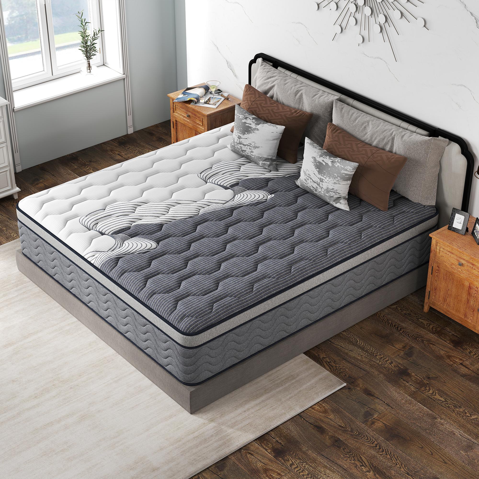 Dual Firmness Mattress Soft & Firm In One Bed,12Inch-Full, Queen, King Size Innerspring Hybrid Pocket Spring Memory Foam Mattresses for Couples, Back Pain Relief, Spine Support, Side & Back Sleepers, Breathable Durable Bedding