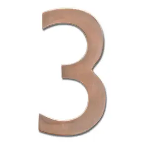 212 MAIN Solid Cast Brass 5 in. Antique Copper Floating House Number 3, Home Improvement Decor Sign, Signs, Metal, Floating Sign