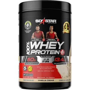 Whey Protein Powder + Immune Support | Six Star Whey Protein Plus | Whey Protein Isolate & Peptides + Muscle Builder | Lean Protein Powder for Muscle Gain & Recovery | Vanilla, 2 lbs