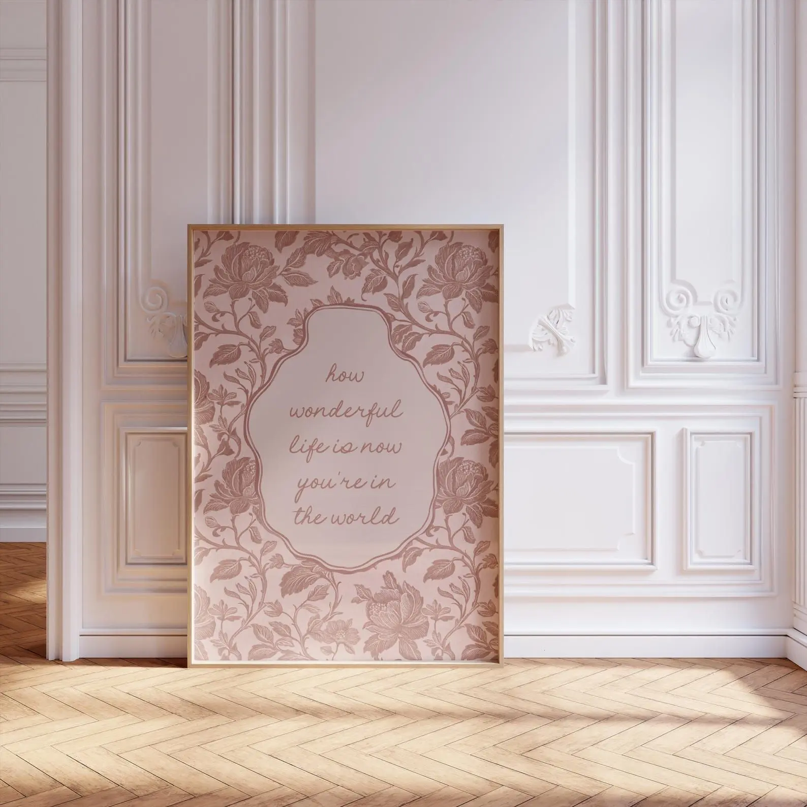 Vintage Baby Girl Nursery Print  Neutral Floral Wall Art [Unframed - Only Print]