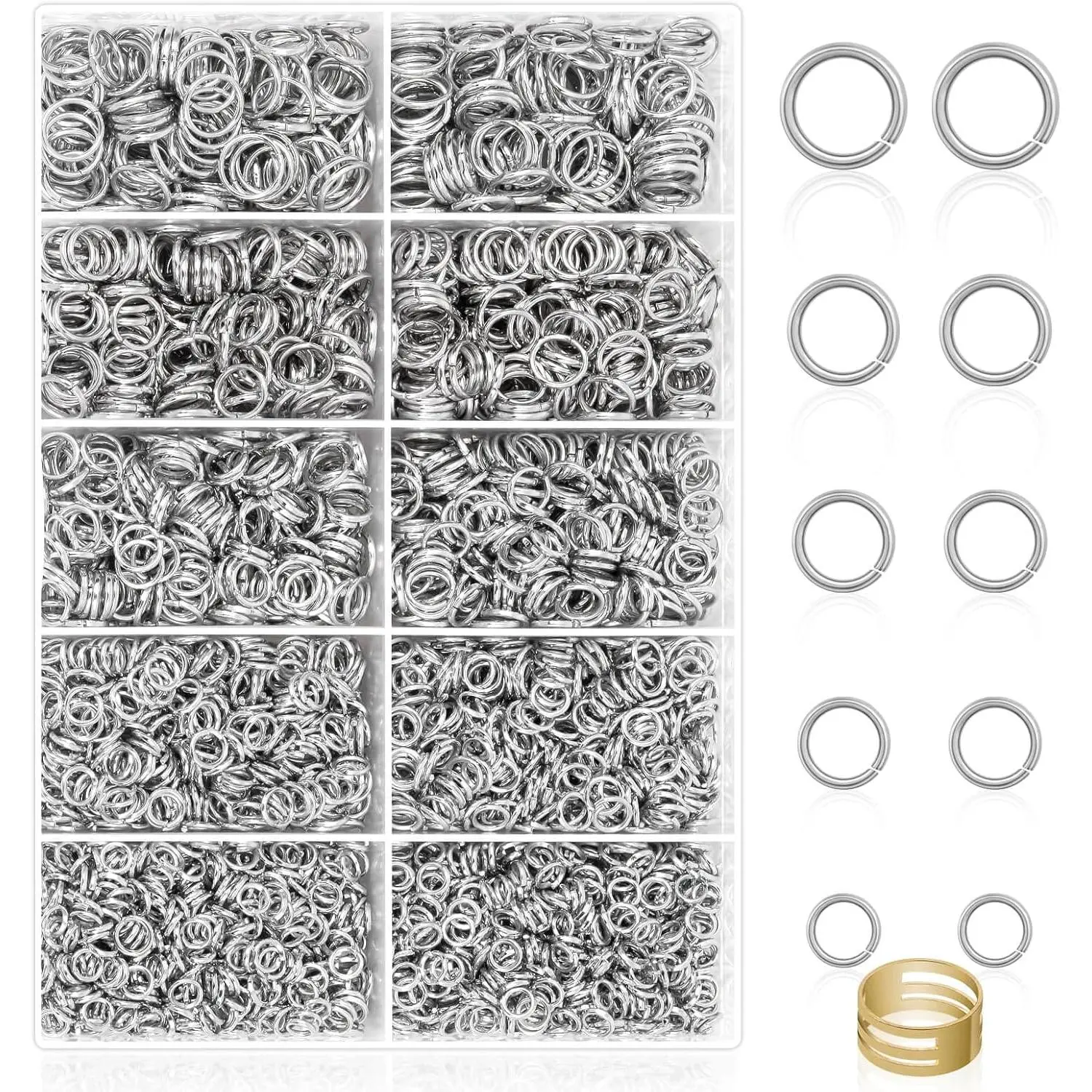 4600 count  Jump Rings with Jump Rings Open/Close Tools for  Making and Necklace Repair (Assorted Sizes)