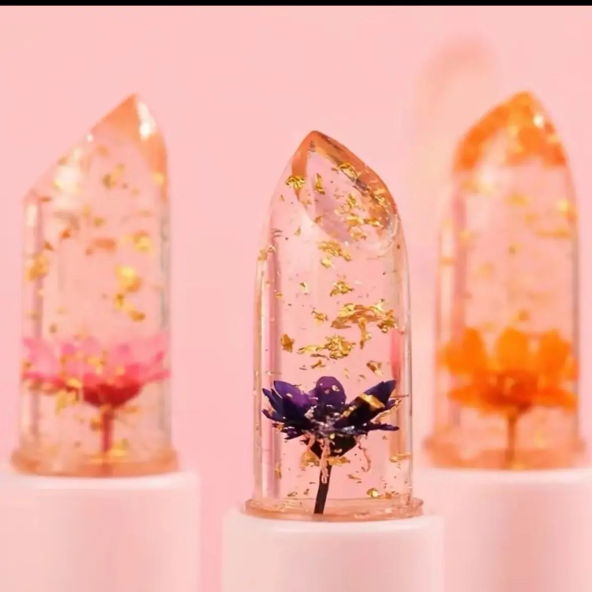 Jelly Bliss Color Changing Lipstick with Flower Gloss Makeup Lipgloss Cosmetic Lip Care Glossy Clear Nourishing Formula Long Lasting Versatile Shade