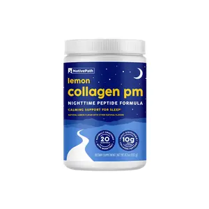NativePath Collagen PM Sleep Powder, Lemon - Melatonin, Magnesium, GABA & L-Theanine with 10g Grass-Fed Collagen - 20 Servings, Nighttime Recovery Drink
