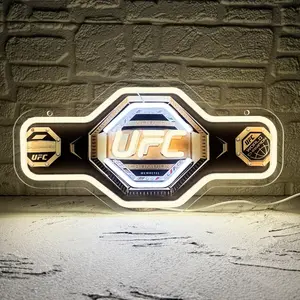 UFC Fighting Neon Sign, LED UFC Neon Sign for Wall and Room Decor, USB Night Light for Game Bedroom Birthday Competition Party Gifts