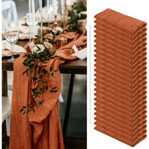 24 Pack Terracotta Cheesecloth Table Runner, 10FT Long Semi-Sheer Boho or Rustic Gauze Table Runner Wedding Table Decor for Wedding Arch Draping Bridal Shower Holiday Party