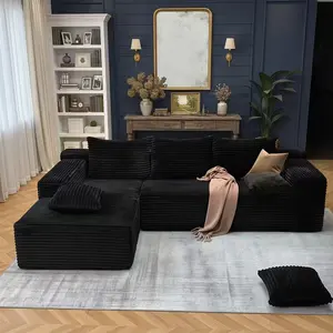 【2 Packages shipping】105" Cloud Sectional Couch L-Shaped Modular Sectional Sofa with Deep Seat Boneless Couches for Living Room Bedroom No Assembly Required, Popular Boneless Sectional Sofa for Multiple People ，Modular L-Shaped Chenille Sofa