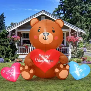 10 FT Valentines Day Inflatables, Blow Up Sitting Bear with Heart, Romantic Valentine's Day Yard Decorations with Build-in LED Lights for Anniversary Weddings Proposal Celebration Home Garden Decor