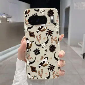 Rounded Edge Phone Case for Google Pixel 10 9 8 7 Pro A XL Desert Tribal Dream Pattern Pocket-Friendly Shockproof Liquid Silicone Protective Soft Smartphone Casing