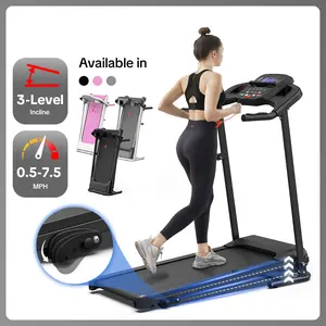 3 Incline Levels Foldable WalkingPad Treadmill with 7.5MPH Speed, LED Screen, Heart Rate Monitor, 265LBS Capacity, 2.5HP Motor, Customizable Training Options