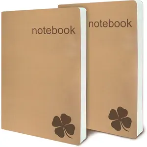 Set of 2 Lined Bound Notebooks A5 - Each 200 Lay Flat Pages - 5x8 Hardcover Journal Refills - Fountain Pen Friendly 100 gsm Paper -  Recycd Notebook