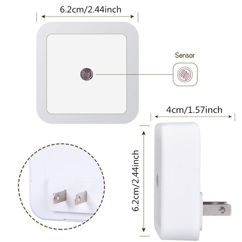 【6Pack Plug into Wall Night Lights】Dusk to Dawn, Nightlight Auto-On/Off, LED Night Light Lamp with Sensor for Bedroom Bathroom Hallway Kitchen Stairs, Office Lighting, Energy-Saving Under Cabinet Light