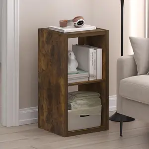 2-Cube Thick-Frame Open Back Bookcase, Reversible Composite Wood Cubicle Shelf, 14.6x15.9x30in, for Living Room, Home Office