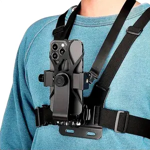 Adjustable Chest Phone Mount –, Compatible with All Smartphones & DJI Action Cameras, Perfect for Cycling, Sports, Fishing & Skateboarding Vlog Recording, Adjustable Cellphone Holder, Universal Smartphone Holder