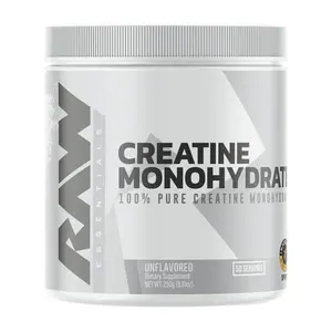 RAW Nutrition Essential 100% Pure Creatine Monohydrate Powder, Unflavored, 8.81 oz, 50 Servings