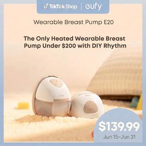 eufy E20 Heated Wearable Breast Pump, 3 Heat Levels, Hands-Free Breast Pump with Innovative HeatFlow, Optimized Rhythm via App, Hospital-Grade Suction, Leakproof, Ultra-Slim and Quiet for in-Bra Use