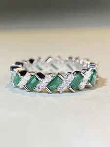 Temperament Elegant Artificial Zircon Inlaid Ring, Fashion Jewelry for Party, Daily Clothing Decor, Trendy All-match & Exquisite Jewelry for Gift, Geometric Design Ring