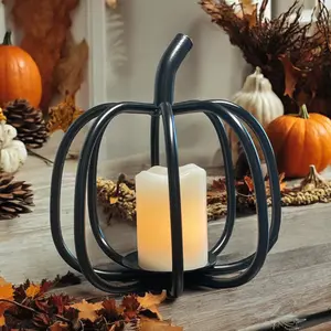 Wrought Iron Black Pumpkin Tea Light Candle Holder - MADE IN THE USA Table Decor