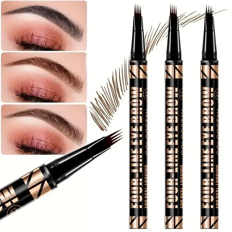 4-Head Eyebrow Pencils, Long-Lasting Waterproof Sweat-Proof Design with Precise Tip to Define Eyebrows and Precisely Sculpted Brows, Suitable for All Skin Types, Fashion Design Eyebrow Makeup Products, Precision Eyebrow Pencil