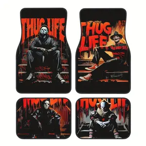 Universal Thug Life Car Floor Mats Set of 4, Premium Synthetic Rubber, Non-Slip & Waterproof, Easy to Clean, Fits Most Vehicles, Car Interior Accessory, Floor Mats For Car