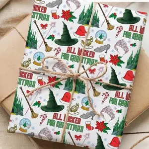 Wicked Movie Wrapping Paper, Glinda Elphaba Green Wicked Wrapping Gifts, Christmas Holiday Party Paper
