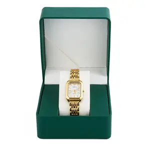 [Perfect Valentine's Day & Birthday Gift]-Luxury Ladies Fashion Quartz Watch Simple Scale Square Quality Gold Plated Women Watches Business,Gift box & Adjuster