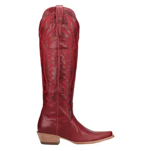 Dan Post Boots Womens Heartland Snip Toe Zippered  Casual Boots Over the Knee Low Heel 1-2" - Red