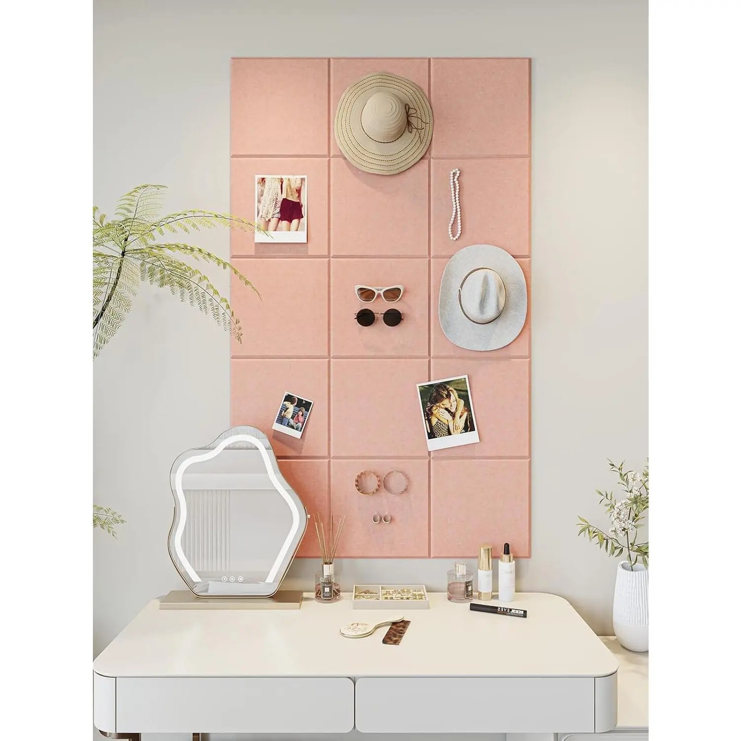 0." Thick Felt Pin Board Tiles, 12 Pack 11.8 x 11.8 in Bulletin Board 48" x 36", Cork Board Alternative with Adhesive & 30 Push Pins for  Office Classroom, Mauvey