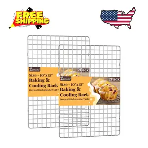 Cooling Racks for Cooking and Baking - 2 PCS 10" x 15" Grid Wire Baking Rack