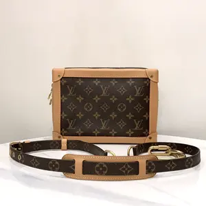 Pre-owned Louis Vuitton Soft Trunk Brown Monogram Canvas Box Bag with Adjustable Strap and Gold Hardware