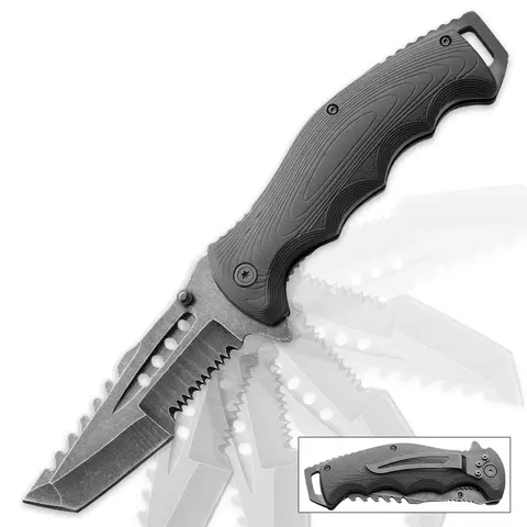 NightShark Assisted-Opening Stainless Steel Blade Pocket Knife - Durable Outdoor Tool, 4 3/4" Closed Length, Acrylonitrile Butadiene Styrene (ABS), Bushcrafting EDC Utility Knife for Adults, Outdoor Multifunctional Tool
